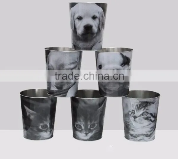 Round Tin Can Waste Bin/Metal Waste Bin/Tin Trash Can photo-3