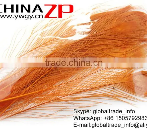 ZPDECOR Crafts Factory Leading Supplier Wholesale Cheap Full Eye Dyed Gold Peacock Tail Feathers photo-6