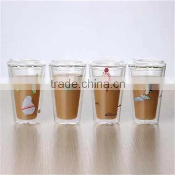 Stockage & Promotional 300ml Heat Resistant Borosilicate Glass Coffee Cup With Glass Lid for Drinking photo-3