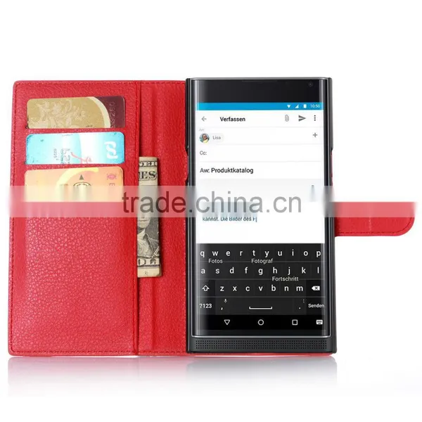 CHEAP LITCHI TEXTURE Soft Wallet Stand PU Leather Case For BLACKBERRY PRIV FOR BLACKBERRY VENICE FLIP LEATHER CASE CARD SLOT IN