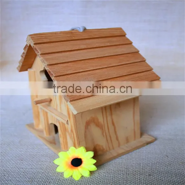 Pine Wood House Toy Wood Bird Nest Artificial Bird Nest With Two Window photo-3