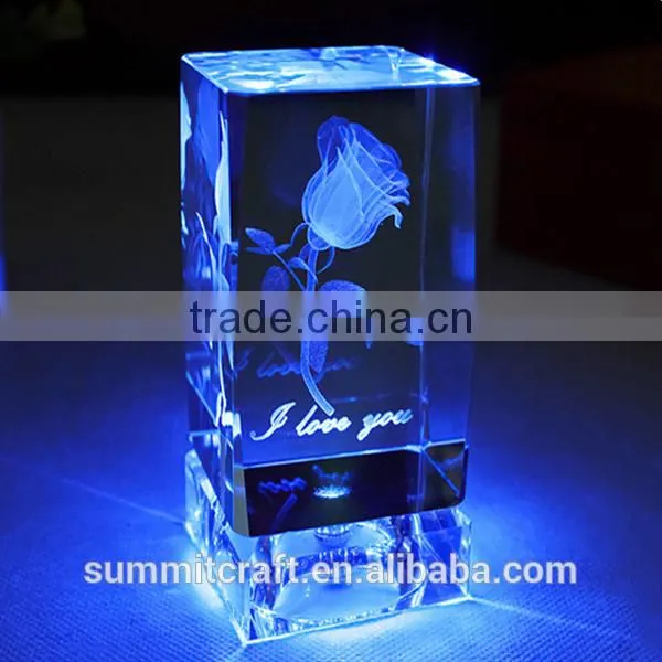 3d Laser Crystal Engraving Romantic Crystal Rose Gift Wedding photo-2