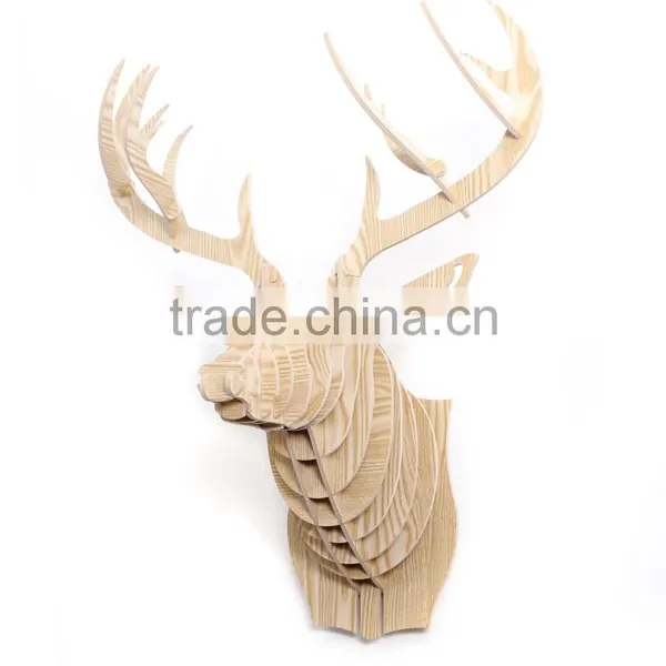Wall Hanging Wood Crafts Moose Head Decoration photo-4
