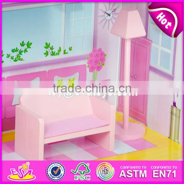 New Style 3 Floor Girls Pretend Play Wooden Dollhouse Cottage W06A224 photo-4