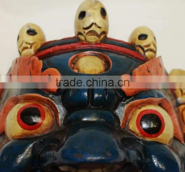 Hand Crafted Wooden Mask of Bhairab Mahakal Wall Hanging Made In Nepal photo-3