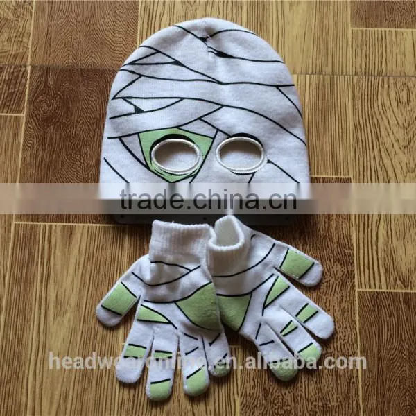 Hot Sell Fashion Embroidery Knitted Hat Suit With Scarf And Gloves photo-3