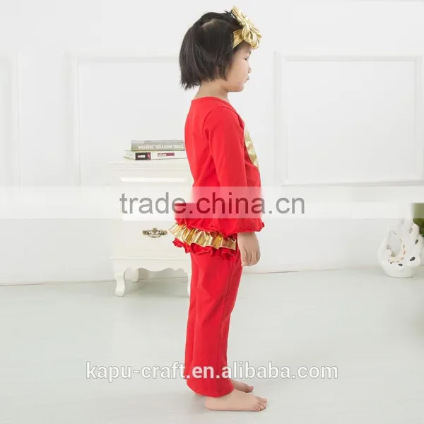 2015 Kids Halloween Clothing Designer 100%cotton Pumpkin Appliqued Outfit Chevron Ruffle Pant photo-6