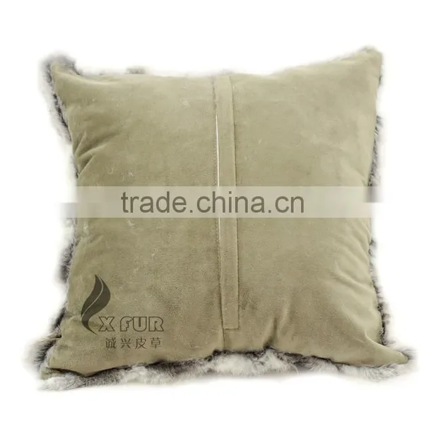 CX-D-17A Super Quality Winter Genuine Tibetan Sheep Rabbit Fur Decorative Pillow Case photo-4