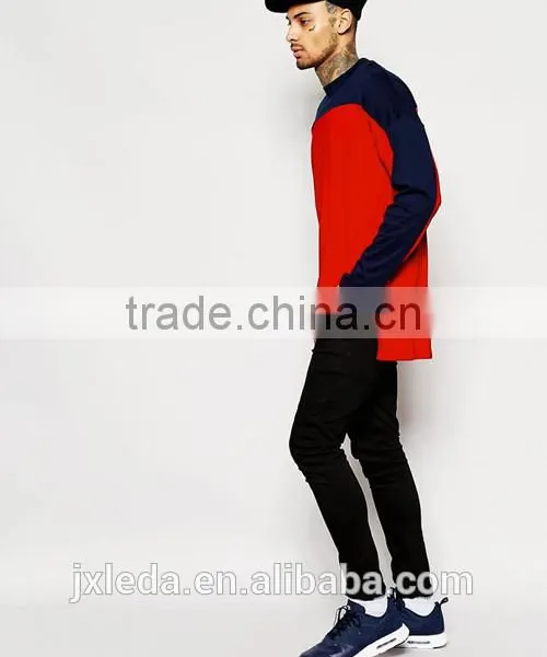 2016 Summer Fashion Men Hip Hop Style 50 Coton / 50 Polyester Longline Long Sleeve T-shirt OEM photo-4
