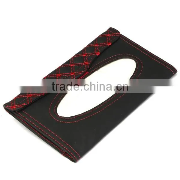 Car Sun Visor Tissue Paper Box Case Auto Interior Decoration Accessories Holder Napkin Clip PU Leather photo-3