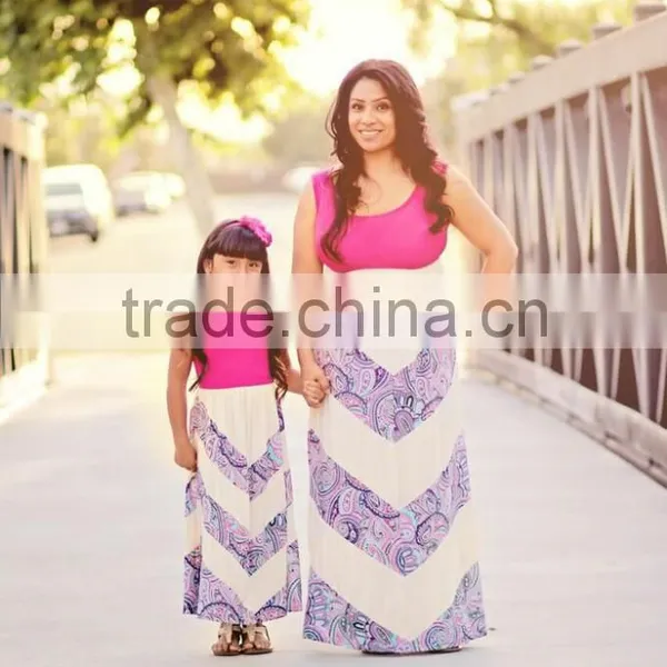 Mommy and Kids Clothing Sets White and Purple Long Dresses photo-2