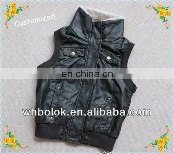 Custom Made Fashionable Womens Leather pu Vest With Short Fur Collar