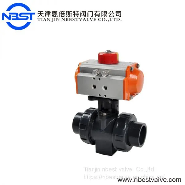 Factory Low Price Pneumatic Double Union UPVC PVC 2 Way Plastic Ball Valve photo-5