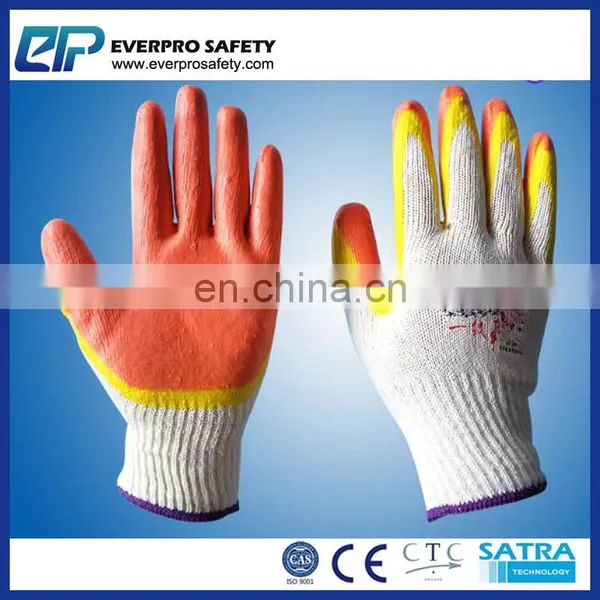 Safety Grip Protection Groves Cotton String Knit Latex Dipped Palm Gloves photo-3