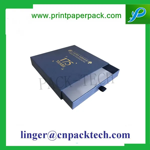 Rigid Drawer Style Cosmetic Deep Blue Paper Cardboard Gift Box photo-5
