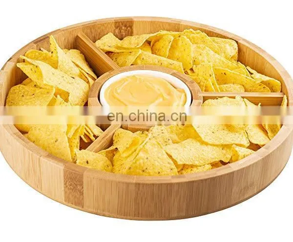 Customized Cheap Natural Bamboo Food Serving Tray 4 Compartment Fruit Plates photo-5