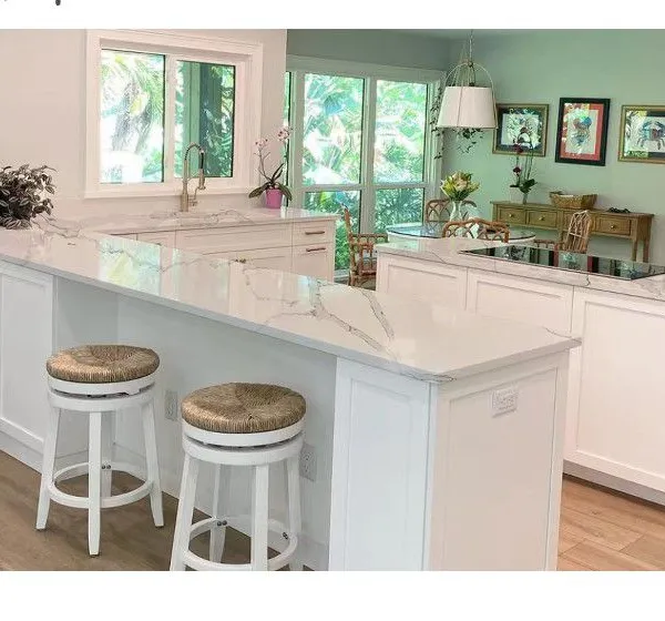 Code：1020，Calacatta Artificial Stone Quartz Slab Kitchen Countertops photo-3