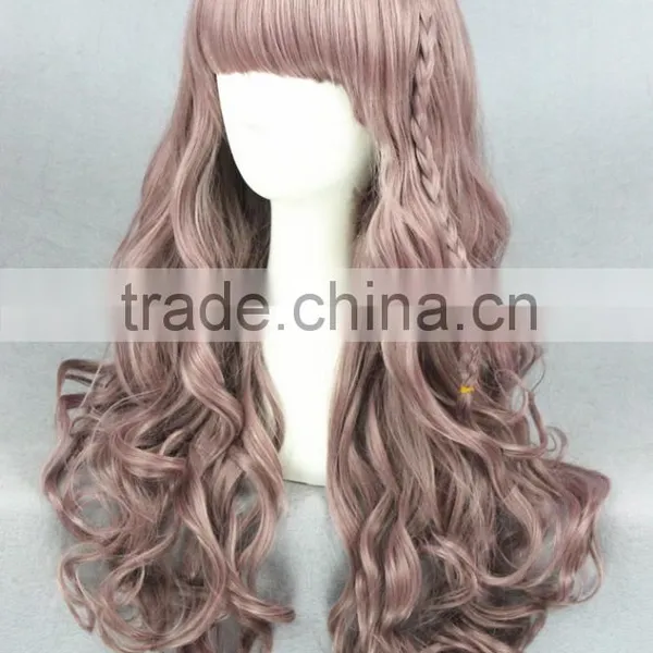 Wholesale 65CM Medium Light Brown Curly Wave Lolita Women Fashion Synthetic Hair Wig photo-3