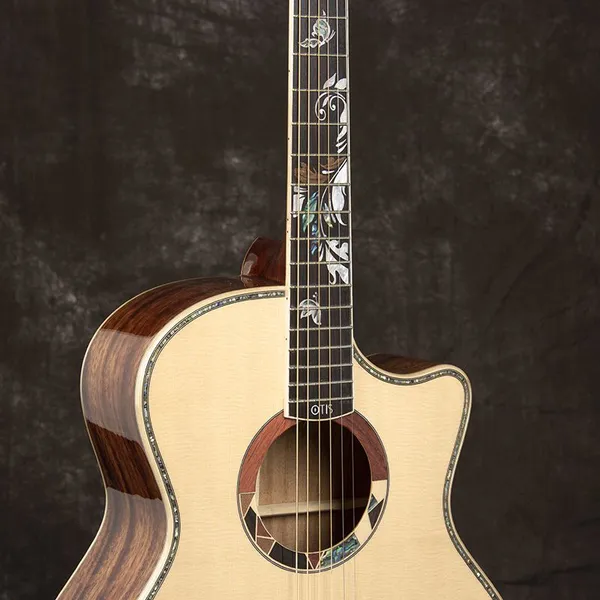 Otis 41inch Good Quality Solid Folk Guitar Premium Acoustic Guitar Wooden Guitar Guangdong Factory Love Flowers photo-4