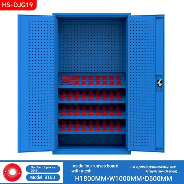 Durable Steel Tool Cabinet With Perforated Panels and Mesh Inserts 4 Knife Boards for Precision Tools Storage Workshop