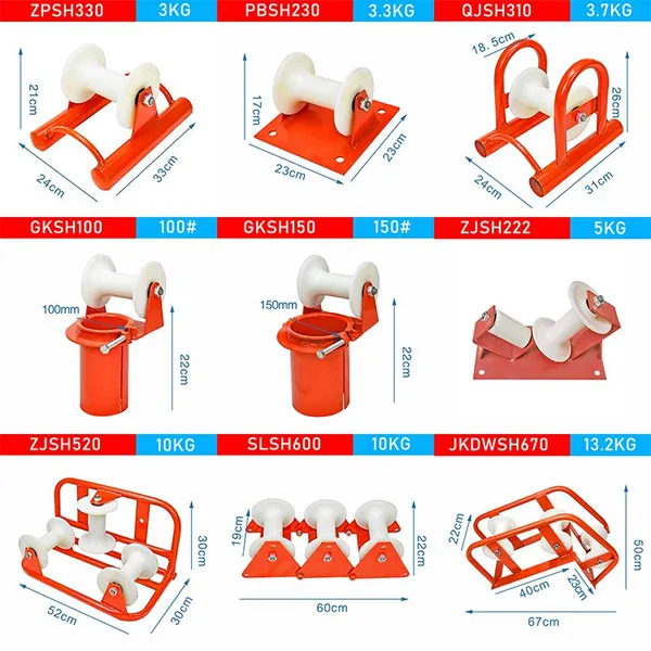 Cable-Laying Pulleys – Factory Direct Supply, Multiple Models (Straight Runner, Corner, Pipe-Mouth, Three-in-One), Nylon & Steel, Reduce Friction