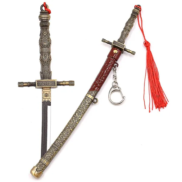 Spring-Action Metal Sword Model With Sheath Sword Model Backpack Keychain, Office Art Display Item photo-4