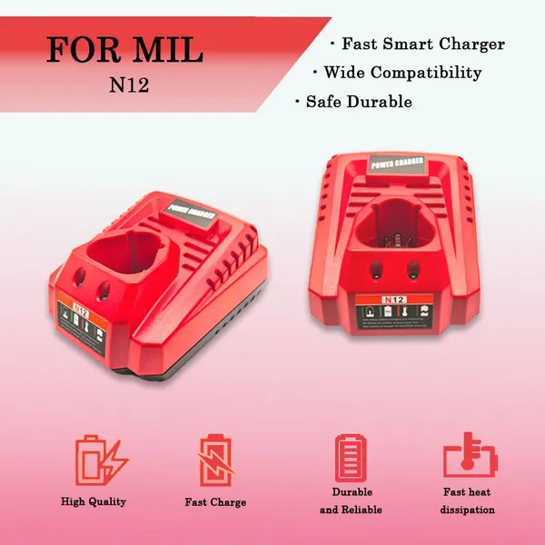 Mil-N12 12V Max Fast Battery Charger, Replacement Rapid Charger Compatible With MIL Cordless Drill Screwdriver Power Tools photo-2