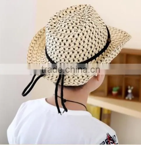2015 New Outdoor Cheap Summer Fashion Straw Hat Children Hat Cowboy Hat Bulk Straw Cowboy Hats photo-3
