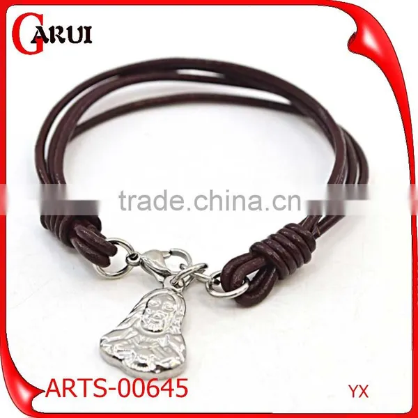 Wholesale Leather Engravable Bracelets With Pendant Mens Leather Bracelet photo-3