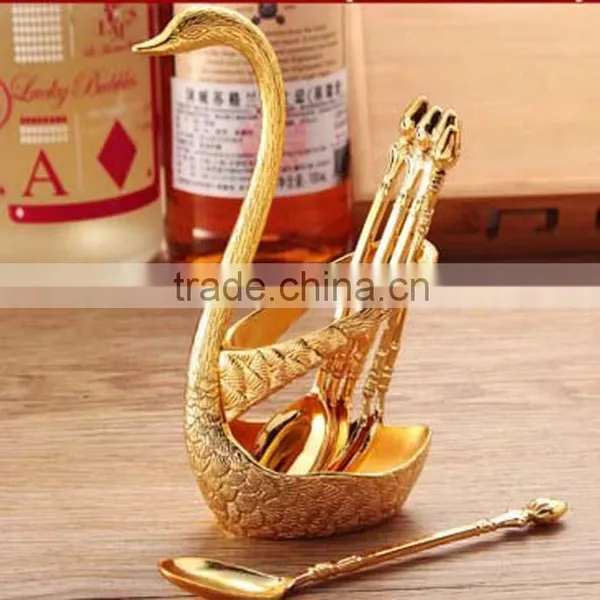 Good Price Zinc Alloy Swan Tableware With Fork and Spoon