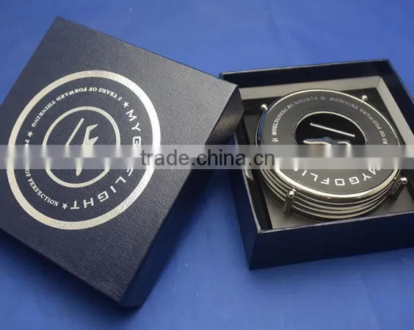 New Business Fashion Metal Cup Coaster with Wooden Base, Set of 4pcs in Gift Box