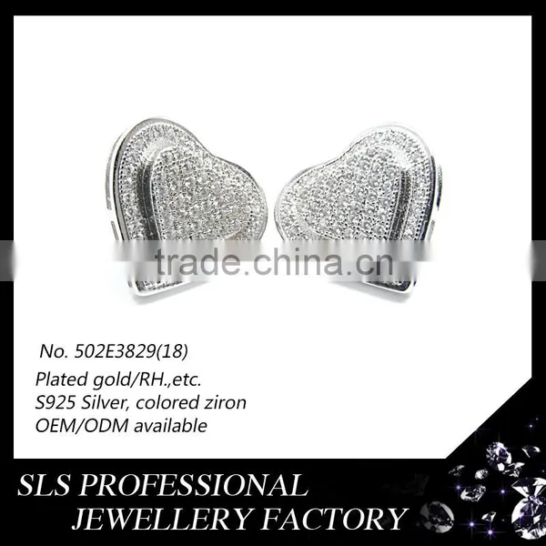 Simple Styles Width 6*6mm CZ Diameter 925 Silver Jewlery Wholesale Rhodium Plated Men's Earrings photo-4