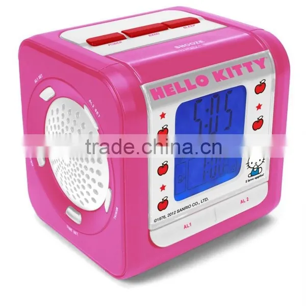 Cute Pink Hello Kitty Cute Projector Alarm Clock Radio photo-2
