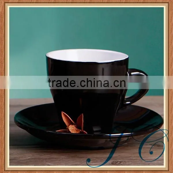 Simple Style Black Coffee Mug and Saucer Set/tea Cup With Handle