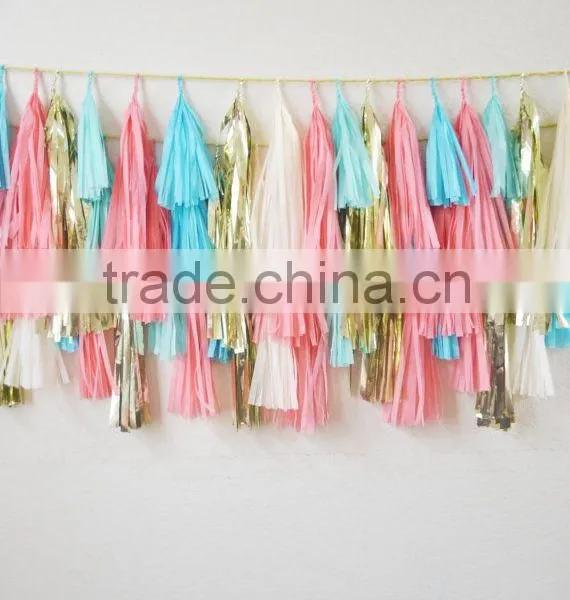 New Years Eve Decoration Handmade TISSUE PAPER TASSEL GARLAND Quality Choice