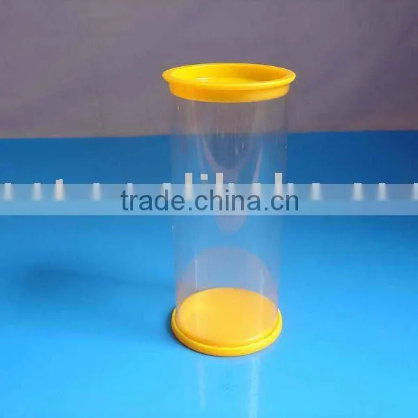 Injection Molded Clear Plastic Tube With Diameter 5.7cm,sealed Bottom and Hanger Caps