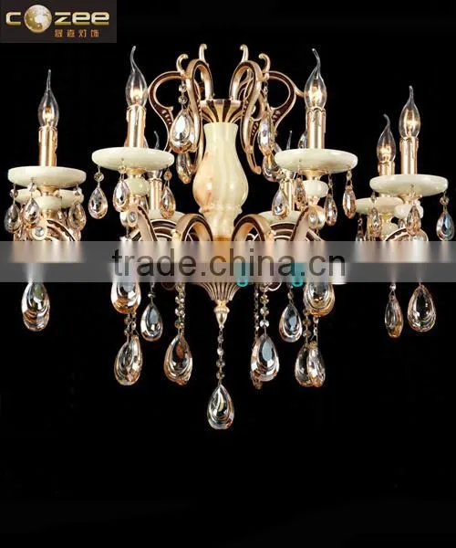Luxury Contemporary Jade Stone Crystal Chandelier Zinc Alloy Pendant Hanging Lamp Suspension Light Fixture CZ5025/8