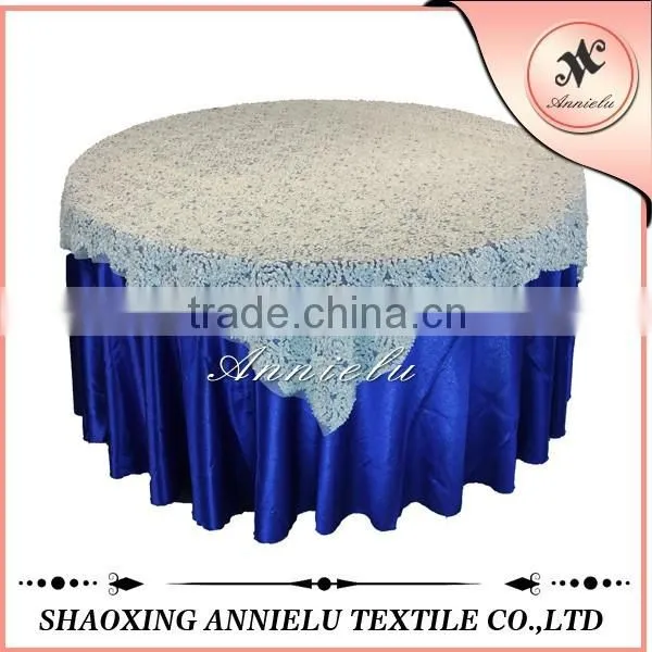 Cheap wedding table overlay embroidered chiffon table overlay