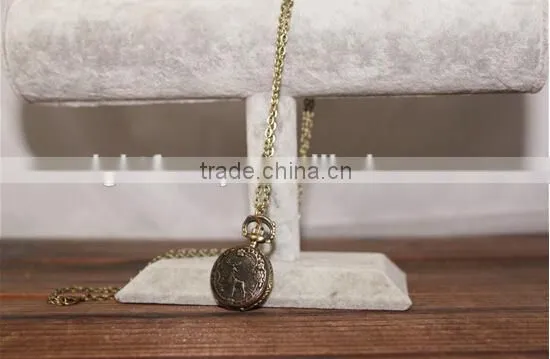Deer Watch Necklace Old Simple Round Antique Bronze Round Pocket Watch Necklace Pendant Deer Watch Necklace photo-2
