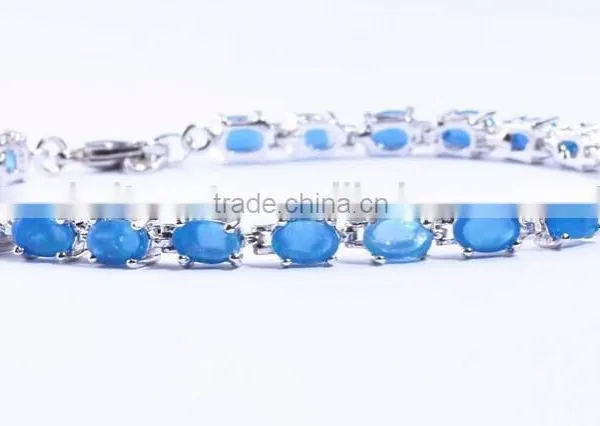Fashion Hot Sell Women's Synthetic Fire Blue Opal Bracelet Jewelry photo-2