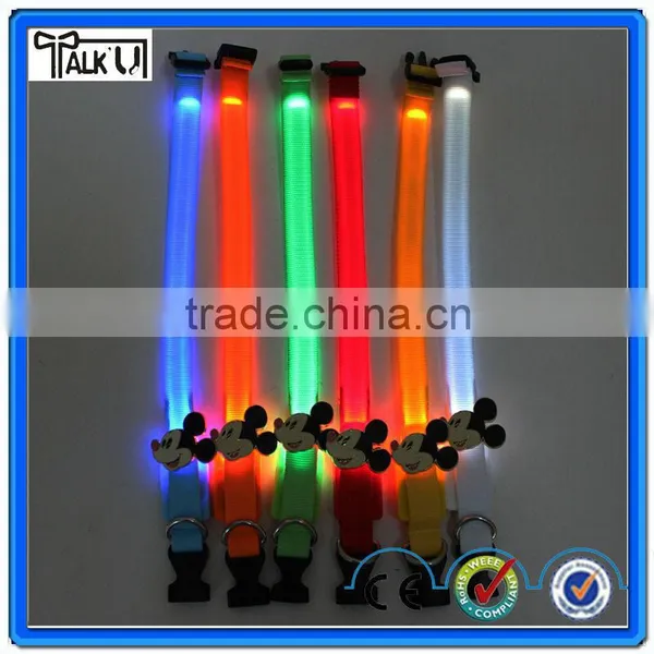 Wholesale Nylon Glowing Various Color Flahsing Light Led Pet Dog Collar, Electronic Waterproof Flash Light Led Dog Collar photo-2