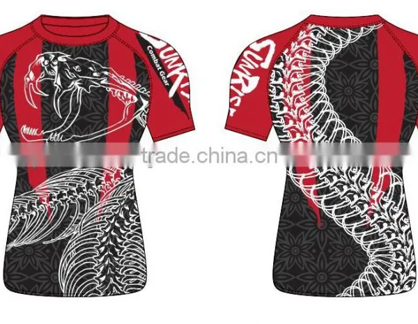 Custom Polyester Men's Short Sleeve MMA Rashguard BJJ OEM