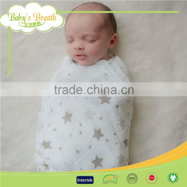 MS-24 Anti-bacterial Good Breathable Cheap Swaddle Blanket Printed Muslin Cotton Cloths Baby Towel photo-2