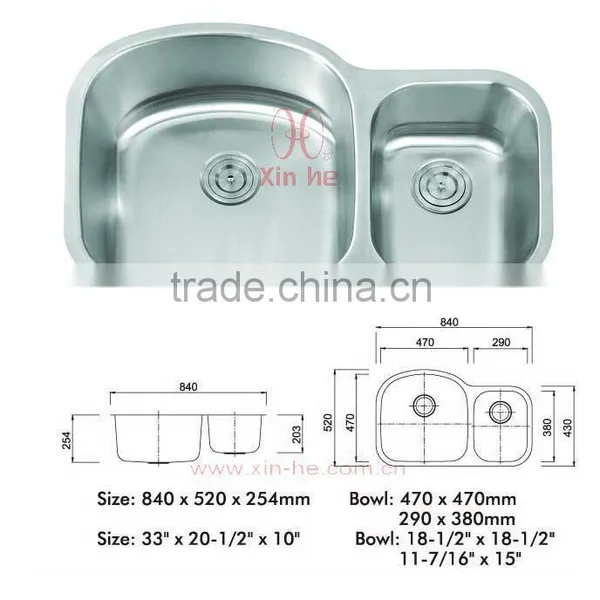 Stainless Steel Undermount Double Bowl Sink for Kitchen