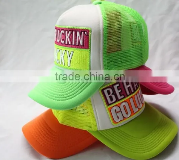 Top Popular Four Color Neon Trucker Cap With Embroidery and Applique photo-5