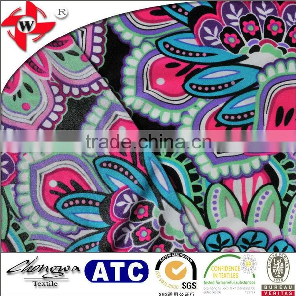 Shiny Nylon Lycra Printed Spandex Floral Printed Sportswear Fabric photo-3