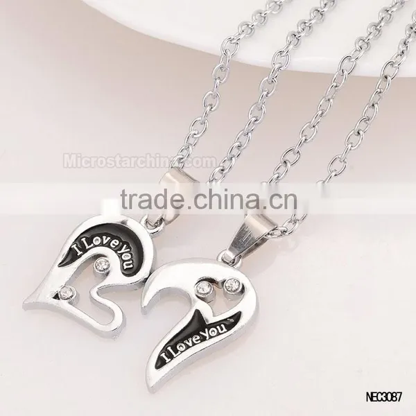 Crystal Heart Key Silver Plated Couple Necklace For Valentine's Day Girlfriend photo-6