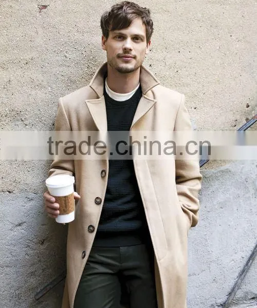 Most Popular Slim Fit Custom Made Notch Lapel Mens Overcoat photo-2