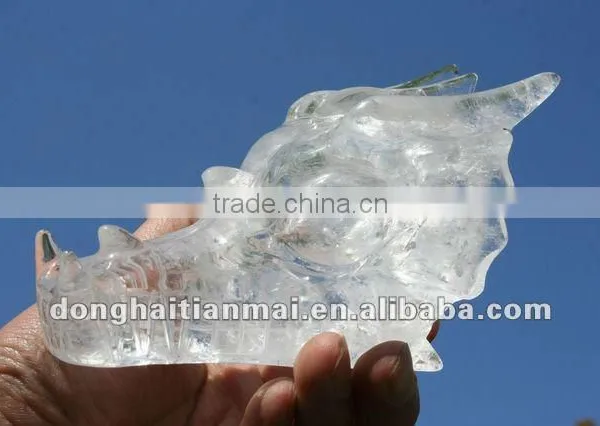Wholesale Large Size Water-Clear Natural Crystal Carving Dragon Skull photo-4