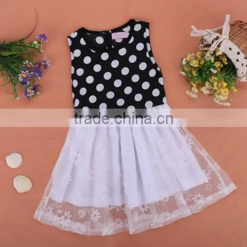 New Kids Girl's Wear Sleeveless Cute Dot Striped O-Neck Patchwork Dress photo-5